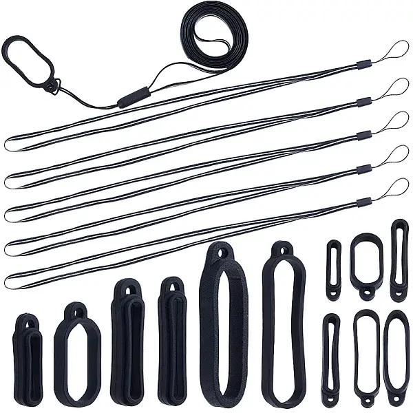 60Pcs Silicone Rings with 5 Strands Adjustable Necklace Lanyard Anti-Lost Pendant Holder