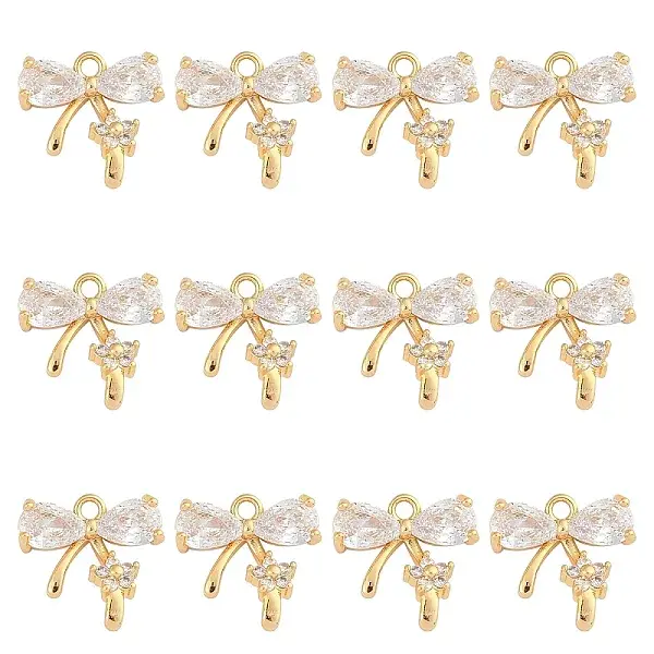 10Pcs Brass Micro Pave Cubic Zirconia Pendants