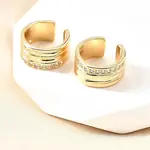 Brass Micro Pave Clear Cubic Zirconia Cuff Earrings
