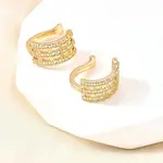 Brass Micro Pave Clear Cubic Zirconia Cuff Earrings