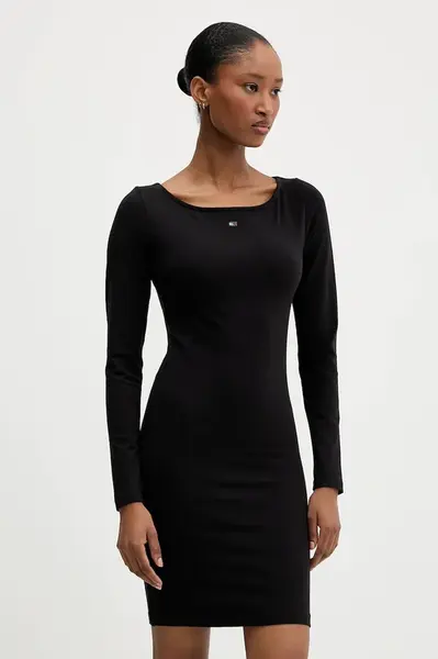 Šaty Tommy Jeans černá barva, mini, přiléhavé, DW0DW21493