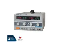 Zdroj laboratorní GETI GLPS 3005E  2x0-30V/ 0-5A+ (5V-3A) - zánovní/přelepeno, odzkoušeno
