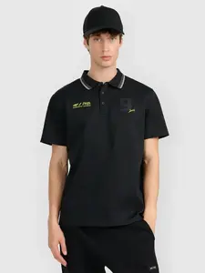 Pánské regular polo tričko 4f x robert lewandowski černá s