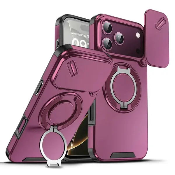 Camslide Stand obal, iPhone 17 Pro Max, vínový