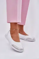 EVENTO Kožené Dámské Děrované Baletky Bílé Lucy