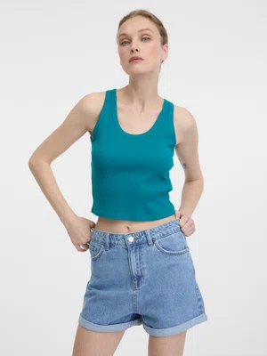 Tyrkysové dámské crop tílko ORSAY - Dámské