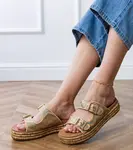 Gemre Golden sandals with buckles on straps Rider