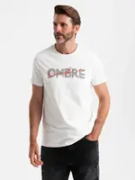 Ombre Men's cotton t-shirt with double printed logo - white