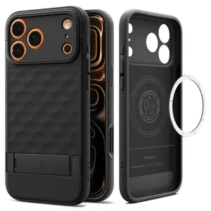 Spigen Parallax „S“ Mag s MagSafe, iPhone 17 Pro / 18 Pro, matná černá