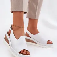 Dámské Kožené Sandály Na Klínu Artiker Bílé