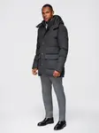 Ombre Men's long warm parka jacket with wool - black melange