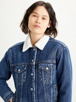Levi's Modrá dámská džínová bunda s umělým kožíškem Levi's® - Dámské