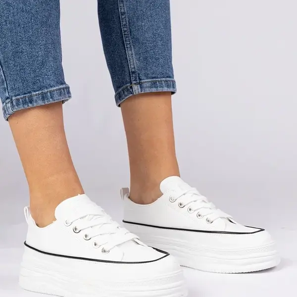 Gemre White women's high-sole sneakers Selina