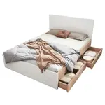 CHICFURN POSTEL 140/200 cm v bílé a světlé dubové barvě se 2 zásuvkami