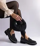 Gemre Black eco-suede moccasins decorated with rhinestones Henley