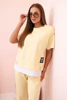 Kesi Włoski Dámská máslová souprava s krátkým rukávem a kalhotami žlutý