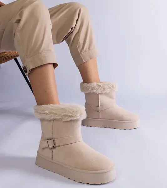 Gemre Beige insulated snow boots decorated with fur Iglesia