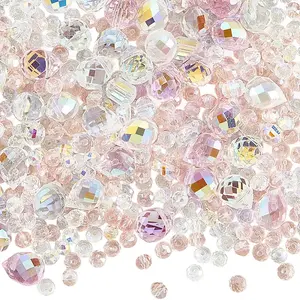 114Pcs Transparent Electroplate Glass Beads