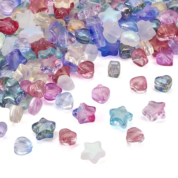 16 Styles Spray Painted Glass Beads