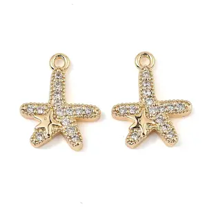 Brass Micro Pave Clear Cubic Zirconia Charms