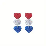 Independence Day Alloy Acrylic Heart Dangle Stud Earrings