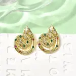 Vortex Spiral Brass Micro Pave Cubic Zirconia Stud Earrings