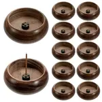 12Pcs Round Wood with Brass Incense Holder