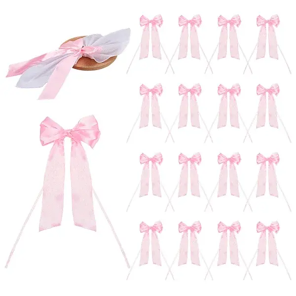 12Pcs Bowknot Polyester Single Face Satin Napkin Ring
