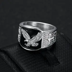 304 Stainless Steel and Enamel Finger Rings for Men