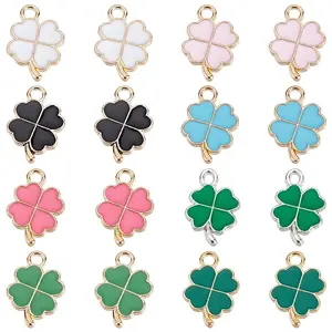 64Pcs 8 Style Alloy Enamel Pendants