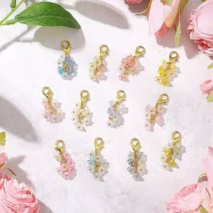 12Pcs Acrylic Flower Pendant Decorations
