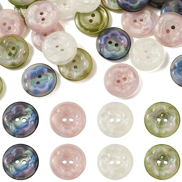 60Pcs 4 Colors Resin Buttons