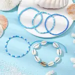 5Pcs 4 Styles Glass Seed Beaded Bracelet Set & 1 Pcs Shell Beads Bracelets