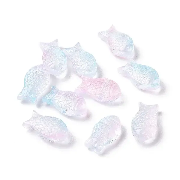 Transparent Spray Painted Glass Beads