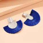 Flat Round with Fan Bohemian Style Iron Tassel Stud Earrings