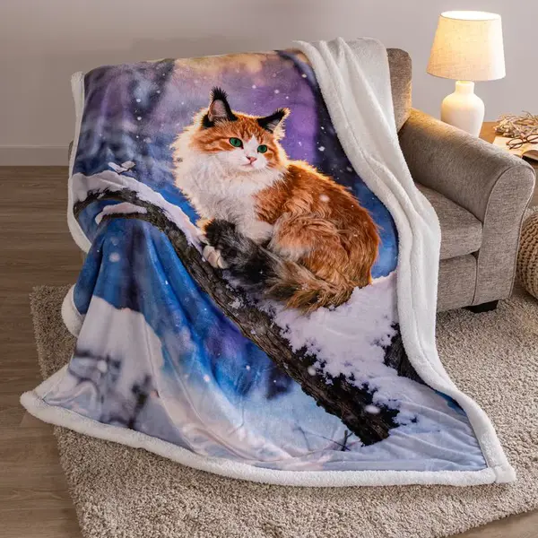Beránková deka SNOW CAT 140 x 200 cm