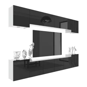 B BELINI GROUP OBÝVACÍ STĚNA Milano 4, Černá lesklá, 300 cm, Bezúchytková