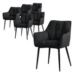 ML-DESIGN JÍDELNÍ ŽIDLE, SADA 6 KS, černá froté látka