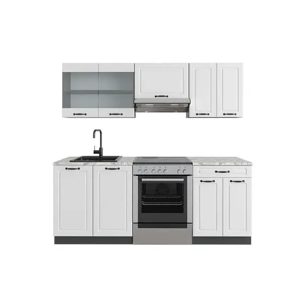 Vicco KUCHYŇSKÝ KOUT R-Line Bílý venkovský dům/antracit 200 cm , PD Mramor