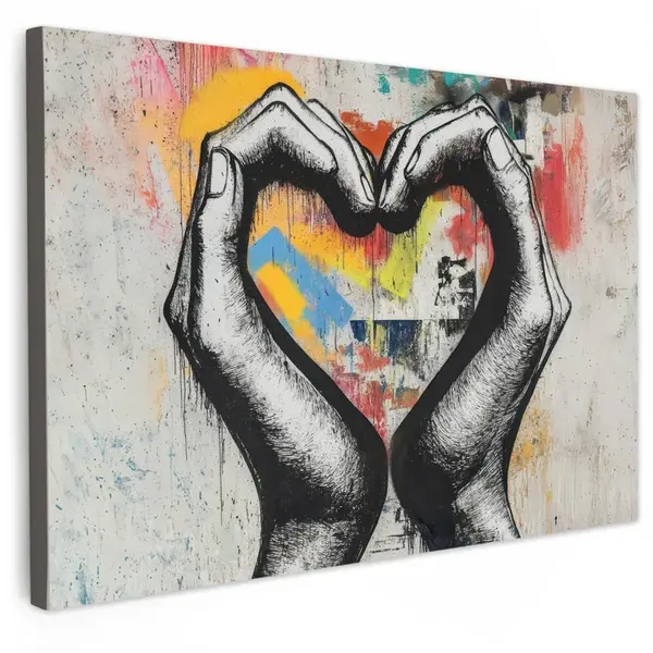 MuchoWow OBRAZ NA PLÁTNĚ Ruce - Srdce - Street art - Graffiti 60x40 cm