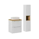 Petits-meubles KOUPELNOVÝ NÁBYTEK 50.4cm Riva 2er-Set Bílá a dřevo