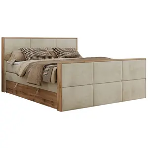 MKS POSTEL BOXSPRING ALBERO 2 KING DUO 200/200 - Béžová Samet - H3
