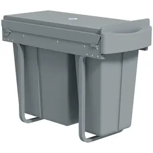 HOMCOM VESTAVNÝ odpadkový koš plast kov šedý