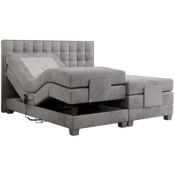 MKS POSTEL BOXSPRING ELEKTRO 200/200 - Světle šedá Samet - H3