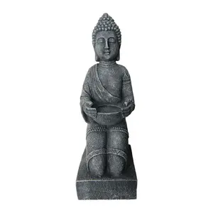 Relaxdays SOŠKA Šedá Buddha Polyresin 43 cm