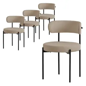 ML-DESIGN JÍDELNÍ ŽIDLE, SADA 4 KS, hnědá, teddy látka
