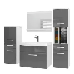 B BELINI GROUP KOUPELNOVÝ NÁBYTEK Koupelnová SADA PRI P5, Šedá lesklá, 120 cm