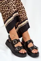 Boto Dámské sandály na platformě a klínu s přezkami černé Genorre