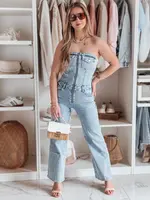 Kombinezon damskie jeansowy z gorsetem GORSSANKA niebieski Dstreet