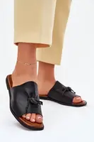 EVENTO Dámské pantofle na plochém podpatku s ozdobným vázáním černé Norela